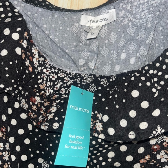 Maurices Plus Size Ruffle Black Tank Top NWT 3XL Floral - Picture 5 of 7